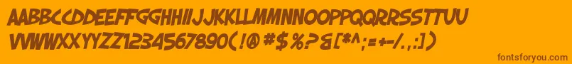 Więcej informacji o czcionce SF Slapstick Comic Bold Oblique Czcionka SF Slapstick Comic Bold Oblique – brązowe czcionki na pomarańczowym tle
