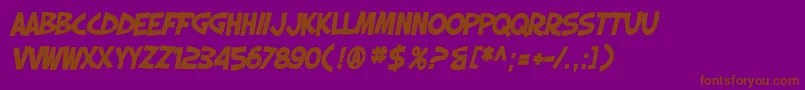 SF Slapstick Comic Bold Oblique Font – Brown Fonts on Purple Background