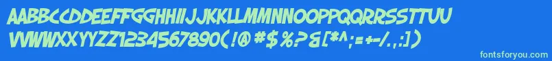 SF Slapstick Comic Bold Oblique Font – Green Fonts on Blue Background