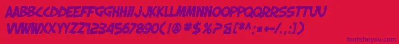 Więcej informacji o czcionce SF Slapstick Comic Bold Oblique Czcionka SF Slapstick Comic Bold Oblique – fioletowe czcionki na czerwonym tle