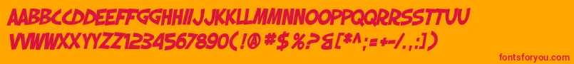 SF Slapstick Comic Bold Oblique Font – Red Fonts on Orange Background