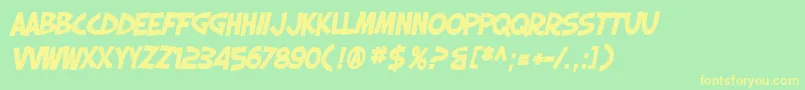 SF Slapstick Comic Bold Oblique Font – Yellow Fonts on Green Background