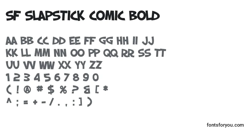 Czcionka SF Slapstick Comic Bold – alfabet, cyfry, specjalne znaki