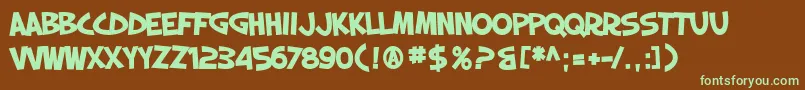 Czcionka SF Slapstick Comic Bold – zielone czcionki na brązowym tle