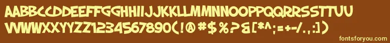 SF Slapstick Comic Bold-fontti – keltaiset fontit ruskealla taustalla