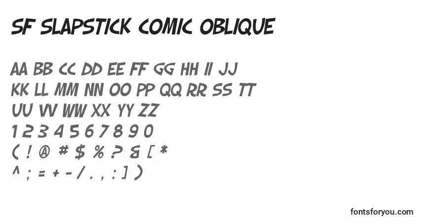 Czcionka SF Slapstick Comic Oblique – alfabet, cyfry, specjalne znaki
