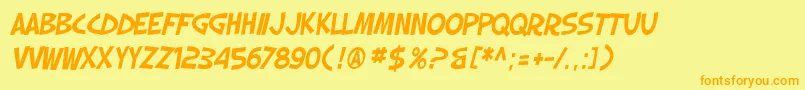 フォントSF Slapstick Comic Oblique – オレンジの文字が黄色の背景にあります。