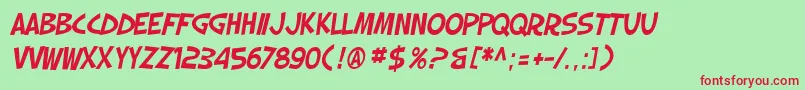 SF Slapstick Comic Oblique Font – Red Fonts on Green Background