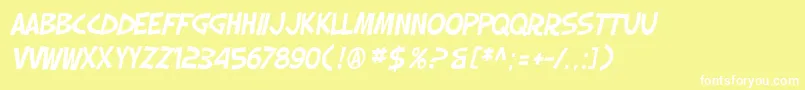 Czcionka SF Slapstick Comic Oblique – białe czcionki na żółtym tle