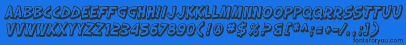 SF Slapstick Comic Shaded Oblique-Schriftart – Schwarze Schriften auf blauem Hintergrund