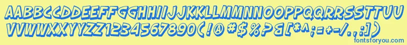 SF Slapstick Comic Shaded Oblique Font – Blue Fonts on Yellow Background