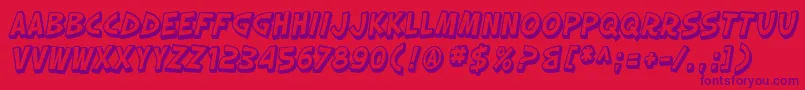 SF Slapstick Comic Shaded Oblique Font – Purple Fonts on Red Background