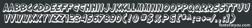 Шрифт SF Slapstick Comic Shaded Oblique – белые шрифты на чёрном фоне