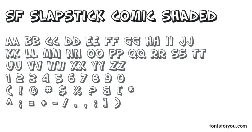 Schriftart SF Slapstick Comic Shaded – Alphabet, Zahlen, spezielle Symbole