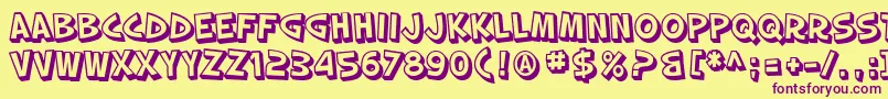 SF Slapstick Comic Shaded Font – Purple Fonts on Yellow Background