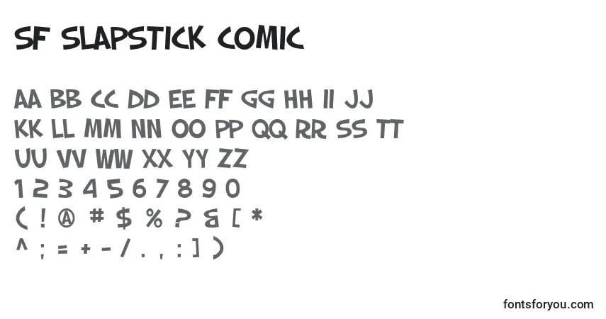 A fonte SF Slapstick Comic – alfabeto, números, caracteres especiais