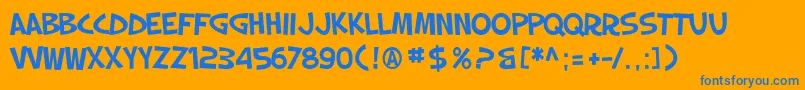 SF Slapstick Comic Font – Blue Fonts on Orange Background