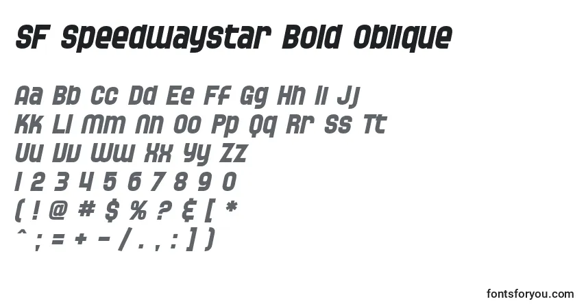 SF Speedwaystar Bold Oblique-fontti – aakkoset, numerot, erikoismerkit