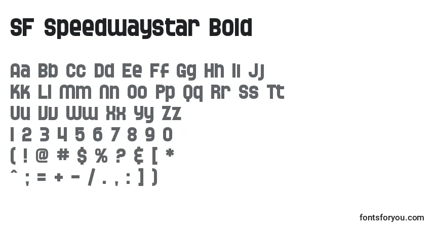 Шрифт SF Speedwaystar Bold – алфавит, цифры, специальные символы