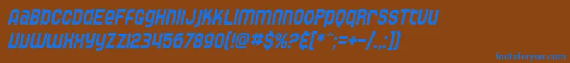 SF Speedwaystar Condensed Oblique Font – Blue Fonts on Brown Background