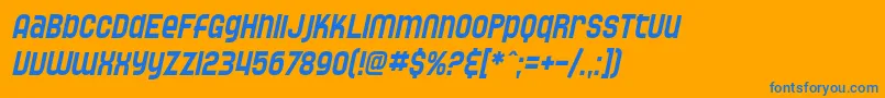 SF Speedwaystar Condensed Oblique Font – Blue Fonts on Orange Background