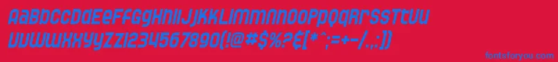 SF Speedwaystar Condensed Oblique Font – Blue Fonts on Red Background