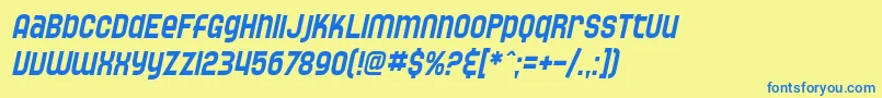 Czcionka SF Speedwaystar Condensed Oblique – niebieskie czcionki na żółtym tle