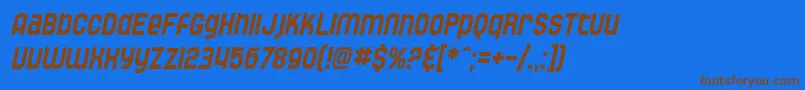 SF Speedwaystar Condensed Oblique Font – Brown Fonts on Blue Background
