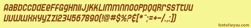 SF Speedwaystar Condensed Oblique Font – Brown Fonts on Yellow Background