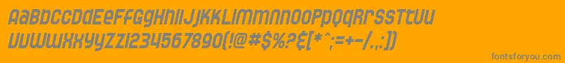 SF Speedwaystar Condensed Oblique-Schriftart – Graue Schriften auf orangefarbenem Hintergrund