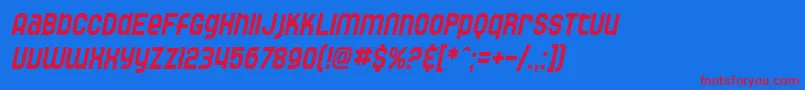 SF Speedwaystar Condensed Oblique Font – Red Fonts on Blue Background