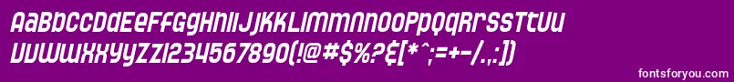 SF Speedwaystar Condensed Oblique Font – White Fonts on Purple Background