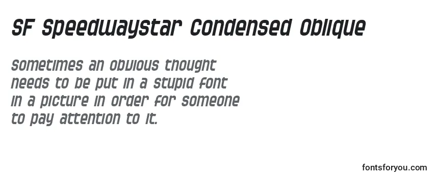 Überblick über die Schriftart SF Speedwaystar Condensed Oblique