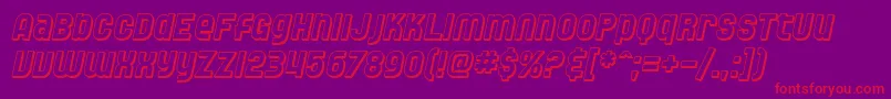 SF Speedwaystar Shaded Oblique-Schriftart – Rote Schriften auf violettem Hintergrund