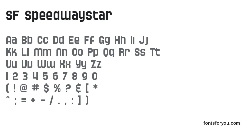 Шрифт SF Speedwaystar – алфавит, цифры, специальные символы