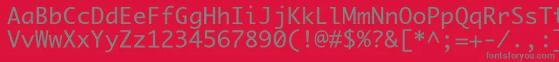 フォントPriamojc – 赤い背景に灰色の文字