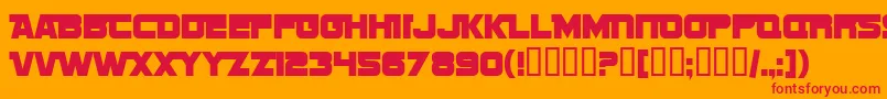 フォントSF Sports Night NS AltUpright – オレンジの背景に赤い文字