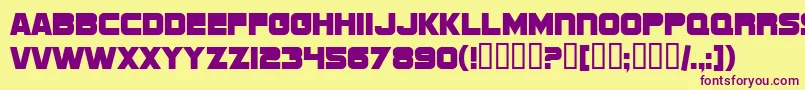 SF Sports Night NS Upright Font – Purple Fonts on Yellow Background