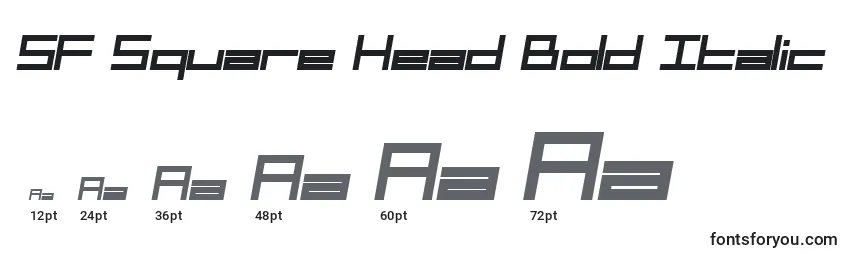 Tamaños de fuente SF Square Head Bold Italic