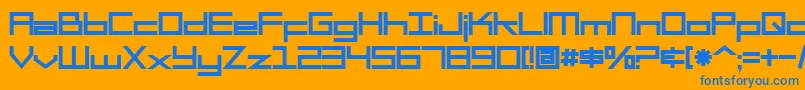 フォントSF Square Head Bold – オレンジの背景に青い文字