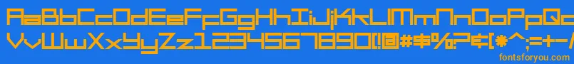 SF Square Head Bold Font – Orange Fonts on Blue Background