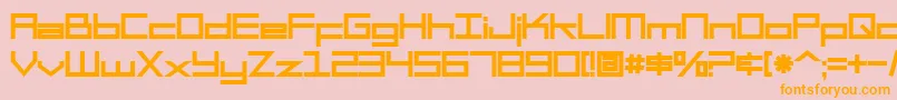 Więcej informacji o czcionce SF Square Head Bold Czcionka SF Square Head Bold – pomarańczowe czcionki na różowym tle
