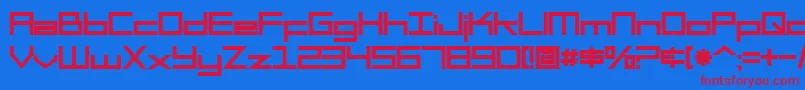 Czcionka SF Square Head Bold – czerwone czcionki na niebieskim tle