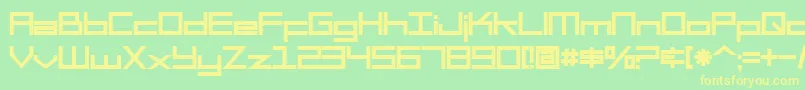 フォントSF Square Head Bold – 黄色の文字が緑の背景にあります