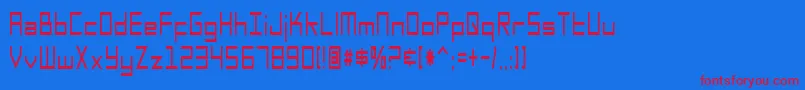 フォントSF Square Head Condensed – 赤い文字の青い背景