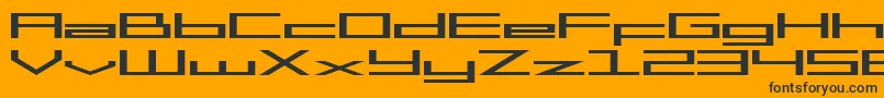 SF Square Head Extended-Schriftart – Schwarze Schriften auf orangefarbenem Hintergrund