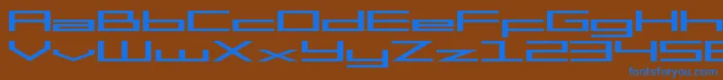 SF Square Head Extended-fontti – siniset fontit ruskealla taustalla