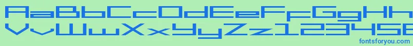 SF Square Head Extended-fontti – siniset fontit vihreällä taustalla