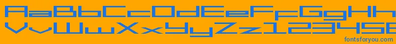 SF Square Head Extended-fontti – siniset fontit oranssilla taustalla