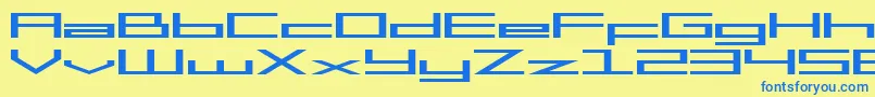 SF Square Head Extended-Schriftart – Blaue Schriften auf gelbem Hintergrund